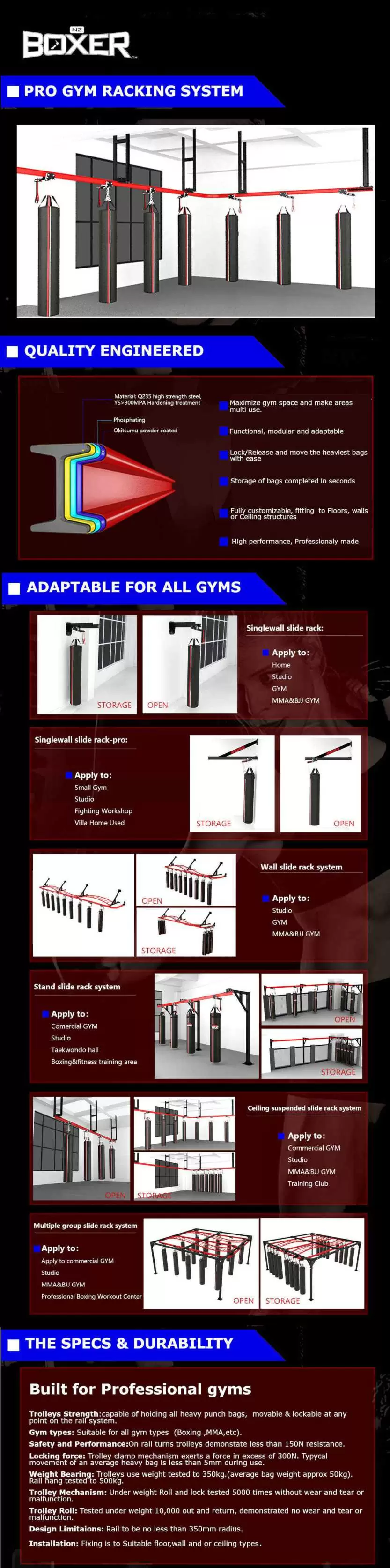 Pro Sliding Bag Rack System